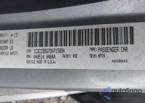 2013 Chrysler 200 Touring from USA, damaged, VIN 1C3CCBBG7DN715834